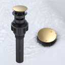 WOWOW Bathroom Sink Drain, Pop Up Drain Stopper for Bathroom Sink and RV Sink, with Overflow, Brushed Gold Vessel Sink Drain, Built-in Anti-Clogging Strainer