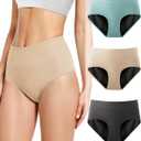 TIICHOO Incontinence Underwear for Women Washable Protective Briefs 3 Pack(Large, Dark Grey/Turquoise Green/Beige) (L)