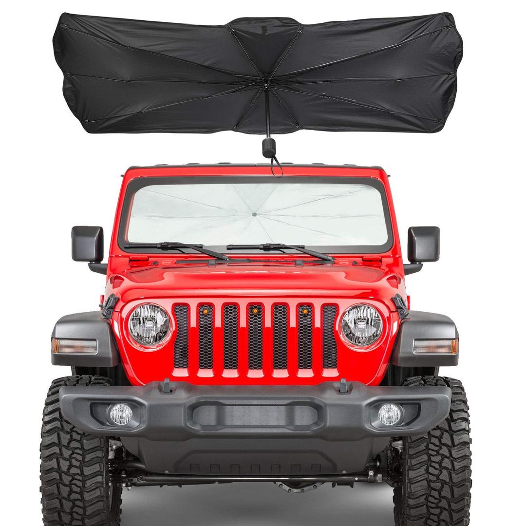 Windshield Sun Shade, JoyTutus Custom-fit Blocks Rays Sun Shade Visor Protector Compatible with Wrangler JL, Easy to Install Car Windshield Sunshade, Keep Your Car Cool for JL JLU 2018-2026 & JT