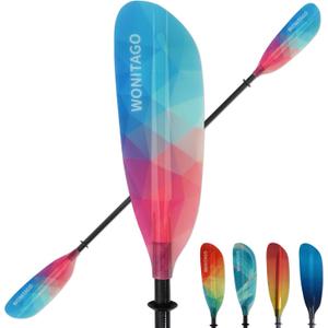 Kayak Paddle Premium Carbon Shaft and Gradient Full Fiberglass Blade, Lightweight Adjustable Carbon Fiber Kayaking Oars, 230-240 cm/90-94 inches, Colorful Series