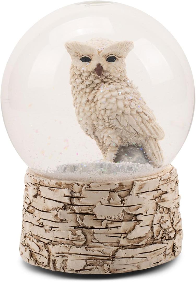 NAT & JULES Beautiful Snowy Barn Owl 6 x 4 Musical Glitter Snow Globe: Plays a Variety of Christmas Tunes including Jingle Bells & Silent Night - Perfect Accent Dcor for the Holidays or Everyday, Owl