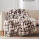 COOVA Faux Fur Throw Blanket for Couch, Cozy Soft and Fuzzy Plush Rabbit Fur Bubble Blanket for Sofa Bedroom Living Room, 60x80 Inches Tie Dye Brown