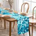 VHH Sequin Table Runner 12 x 108 inches Turquoise Table Runner, Glitter Runner for Party Wedding Birthday, Party Spring Easter Rustic, Birthday Supplies Decorations (1 Pack)