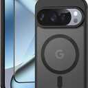 Meliya for Google Pixel 10/10 Pro Case, [Compatible with MagSafe] Magnetic Matte Shockproof Protective Cover Case with Tempered Glass Screen Protector, Black