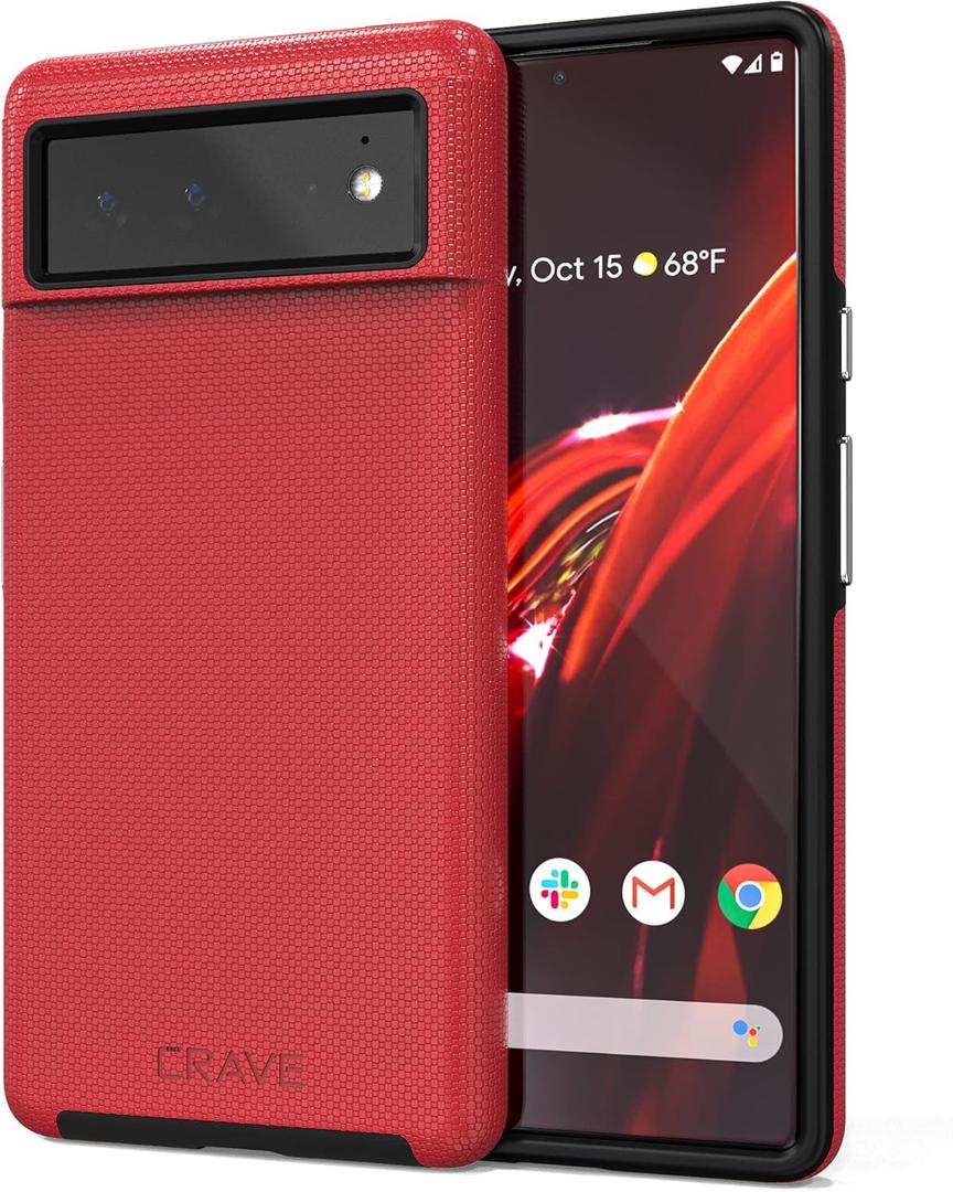 Crave for Google Pixel 6 Case, Shockproof Protection Dual Layer Case for Google Pixel 6 (6.4 inch) - Red