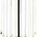 Mkono Necklace Holder Metal Jewelry Display Stand Necklace Organizer with 22 Hooks for Storage and Hanging Bracelet Keychain Home Room Decor for Women,Black