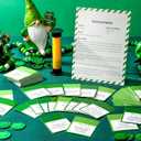 Leitee St. Patrick's Day 5 Second Game Question Cards and 5 Second Hourglass Family Clover Game Irish Themed Simple Questions for Party School Classroom, Family Activities Party Favors