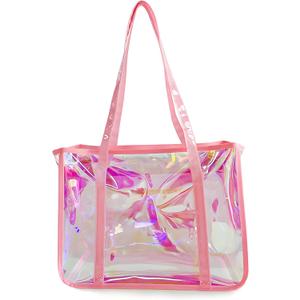 ONEART Holographic Clear Tote Bags, Waterproof Shoulder Bag, Clear Tote Bag with Zipper, Unisex Handbag