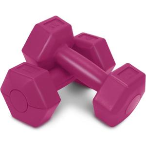 RBX Vinyl Coated Hand Weight Dumbbell Set - Hex Shaped, Roll Free for Body Building/Sculpting/Strength Training Exercise, (Set of 2) 2lb (Raspberry)
