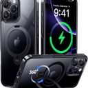 CASEKOO Titanium for iPhone 16 Pro Case with 360 Spin Magnetic Stand [Compatible with Magsafe][16FT Military Protection] Polished for iPhone 16 ProMax Case with Stand Ring 6.9'', Premium Black