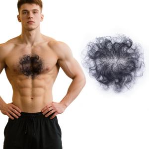 Fake Chest Hair Body Hairs Adding Hair Volume Enhancement of Manliness Handmade Full Lace Fake Realistic Chest hair (Style 3)