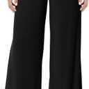 JZC Women's Palazzo Lounge Pants Stretchy Wide Leg Casual Pants Comfy High Waist Flowy Pants  (Medium, A1 All Black)