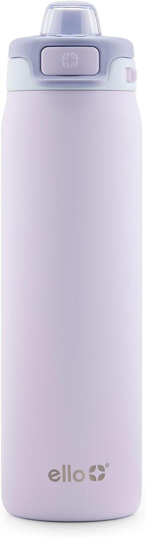Ello Pop & Fill 22oz Stainless Steel Water Bottle with Quick Fill Technology, Double Walled and Vacuum Insulated Metal, Leak Proof Locking Lid, Sip and Chug, Reusable, BPA Free, Aurora