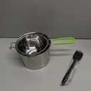 Double Boiler Pot Set, Stainless Steel Melting Pot with Silicone Spatula for Melting Chocolate, Soap, Wax, Candle Making (600ml and 1600ml,Green)