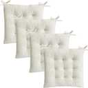 Set of 4 Chair Cushions for Dining Chairs with Ties, Indoor Non-Slip Kitchen Chair Pad and Dining Room Seat Cushion Mat for Office Living Room Outdoor 15.5" - Ivory