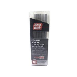 Grip Rite Prime Guard MAXB64912 1-1/2-inch 316 Stainless Steel 18 Gauge L-style Narrow Crown Staple, 500 per Belt Clip