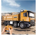 1:14 Scale RC Dump Truck, 4WD 2.4Ghz RC Truck with Trailer, 12CH RC Construction Vehicle with Light and Sound, Four-Wheel Steering, RC Toy Car for Boy Girl Birthday Gift