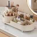 Booklov Rotating Makeup Caddy Organizer for Vanity, Large Capacity Cosmetic Display Case, Countertop Beauty Storage Holder for Skincare, Brush Eyeshadow Lipstick, Counter Desk Organization, Cream