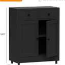 Metal Storage Cabinet with 2 Drawers and Adjustable Shelf, Sideboard Buffet Cabinet for Home, Office, Hallway, Entryway, Living Room, Kitchen Pantry and Dining Room (Black)