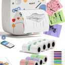 Sticker Printer Print Pod, Mini Portable Printers with 8 Rolls Paper, Inkless Sticker Maker Bluetooth Pocket Printer for Organization,DIY,Crafts,Journal,Study,Work,Label Compatible Phone&Tablet White