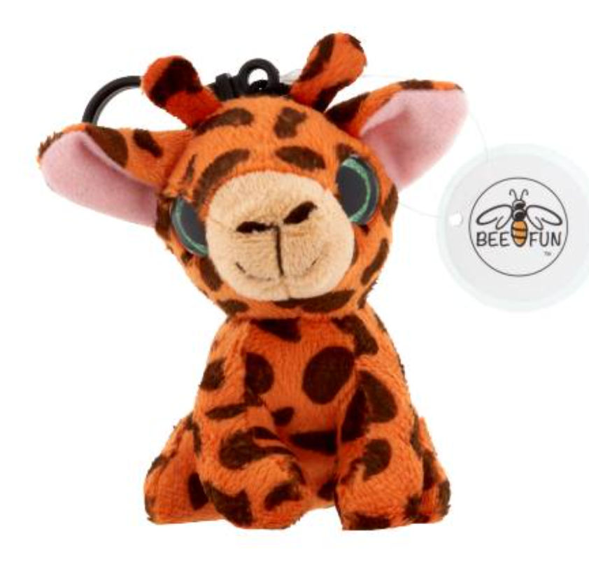 Bee Fun Jacent Giraffe Plush Keychain, Orange