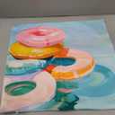 Summer Outdoor Waterproof Pillow Cover Blue Swimming Pool Yellow Red Pink Pool Rings Decorative Throw Pillowcases Polyester Cushion Cover for Garden Patio Tent Sofa Couch, 18x18 inch