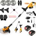 21V Cordless String Trimmer, 800W Brushless Weed Wacker with 2 x 4.0Ah Batteries, 4-in-1 Lightweight Weed Eater, Grass Edger and Brush Cutter for Lawn Yard Garden