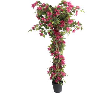 5 Feet Artificial Bougainvillea Tree with Flowers in Plastic Pot Faux Blooming Tree for Decor Indoor or Outdoor Home Office, 1 PCS