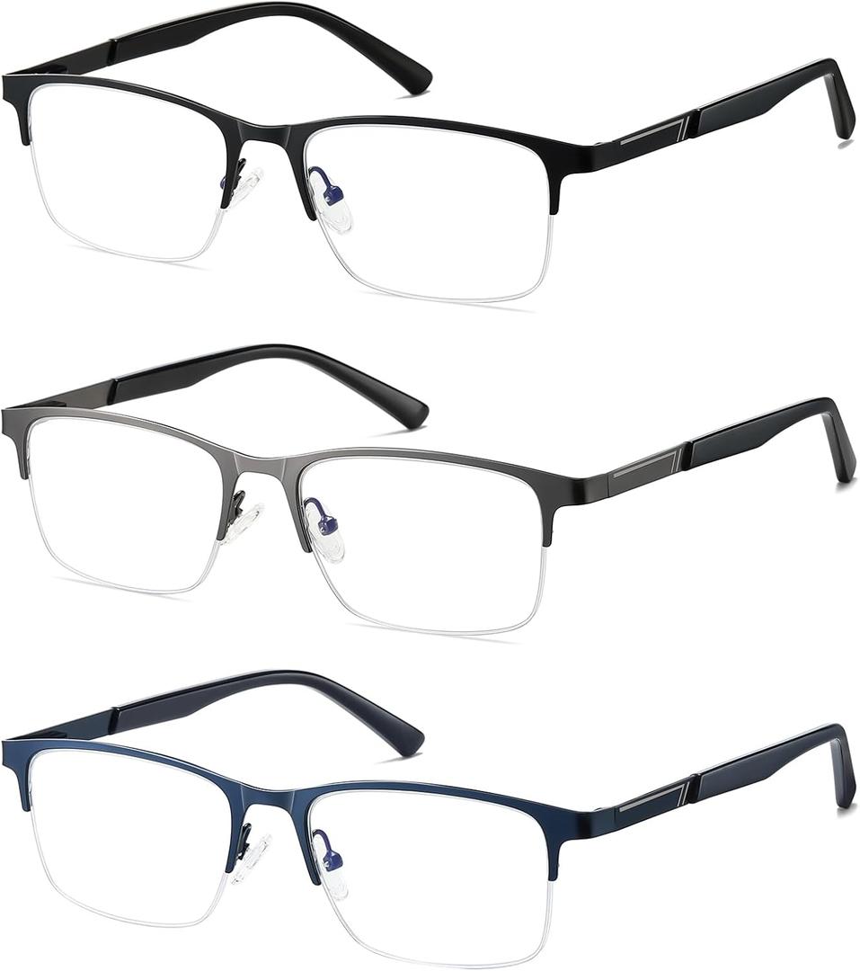 Bifocal No Line Progressive Multifocus Reading Glasses Men Multifocal Reader Blue Light Computer Metal Frame Eyeglass