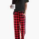 Ekouaer Pajama Sets for Women Round Neck Pjs Short Sleeve Sleepwear with Long Pants Loose Lounge Sets XL