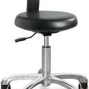 Standard Rolling Stool with Backrest Dental Nurse Chair Height Adjustable Stool Drafting Chair for Office Kitchen Clinic and Lab-Black