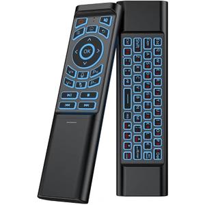 iPazzPort Mini Air Mouse Remote with Keyboard  7Color Backlit, Bluetooth & 2.4G DualMode, Responsive LightPress Buttons for Smart TV, Android Box, PC, Windows | AAA Battery Powered (NOT Included)