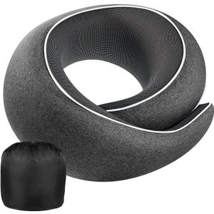 Neck Pillow Airplane,100% Pure Memory FoamTravel Neck Pillow Travel Neck Support Ergonomic &Portable Design Best for Sleeping Plane Car Train Office Flight (Small Black)