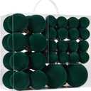 Velvet Christmas Ball Ornaments Set-46pcs Flocked Shatterproof Christmas Tree Decorations Plastic Xmas Decorative Hanging Ornaments for Xmas Holiday Home Decor,3 Sizes(Dark Green)