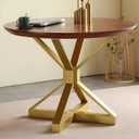 Metal Table Base, Modern Pedestal Dinning Table Legs with Suction Cups, Metal Modern Coffee Table (Gold, 30" H*27.6" W)