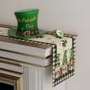 XCHI Plaid Gnomes Shamrocks Clovers Golds St. Patrick's Day Table Runner Table Decoration for Party Home Kitchen Dining Holiday Decor 13x60 Inch