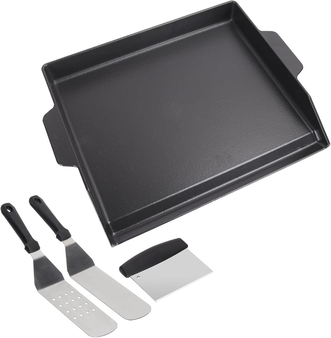 Nonstick Cast Iron Griddle for Gas Grill, 23" x 16" Universal Cooking Coating Flat Top Plate for Gas Stove Top 4 Burner Oven/Stove Top, Electric Grill