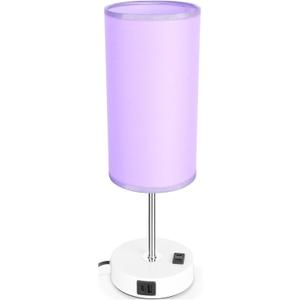 Bedside Table Lamp with USB Port - Touch Desk Lamp for Bedroom, 3 Way Dimmable Small Nightstand Lamp for Living Room, Bedroom Lamps for Room Decor, Purple