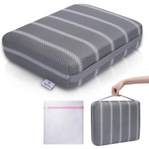 Hot Tub Cushion Pillow for Indoor or Outdoor Use, 16 x 12 x 4.3 Inche Weighted Spa Pillow with Washable 4D Mesh Cover & Non-Slip Micro Dot Bottom, Hot Tub Accessories for Adults,Quick Dry, Grey