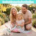 Easter Bunny Toy,Bunny My Realistic Bunny Toy,Hopping Rabbit Plush Bunny Toy,with Sounds and Movements Animated Walking Wiggle Ears Twitch Nose Gift for Toddlers Birthday(White Rabbit + Leash)