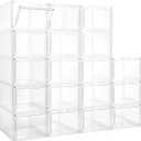 LXLXXL 18 Pack Storage Bins with Lids, Plastic Storage Containers with Magnetic Door, 19 Qt Stackable Clear Storage Box for Home, Office Organizing