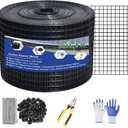8in X 100ft Critter Guard for Solar Panels, 1/2inch PVC Coated Solar Panel Guard, Critter Guard Roll Kit for Solar Panel Wire Mesh, Black Pigeon Barrier with 120pcs Fasteners, Cutting Scissor, Gloves