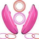Leitee 8 Pcs Inflatable Banana Ring Toss Adult Include 2 Pieces 26" Banana with 6 Pieces Plastic Toss Rings for Bridal Shower Decorations for Engagement Adult Party Swimming Pool (Pink)