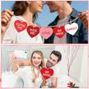 3 x Valentine's Day Heart Cutouts Cut-Outs Red White Conversation Heart Paper Cutting with 100 Pcs Glue Points for School Classroom Bulletin Board Decor DIY Crafts Party, 50 Pcs