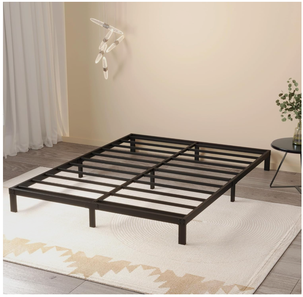 Maenizi 8 Inch Bed Frame Queen Size No Box Spring Needed, Heavy Duty Queen Platform Metal Bed Frame Support Up to 3000 lbs, Easy Assembly, Noise Free, Black