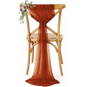 MDS Chiffon Chair Sashes Bows for Wedding Events Supplies, Decorations for Birthday Parties, Graduations, Engagements, Chair Sashes fits Banquet Chair Cover Tie Back Band - Terracotta,  1 pc