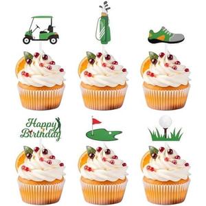 36pcs Golf Cupcake Toppers Kit, Trophy Golf Ball Shoes Carts Bag Lawn Cupcake Picks Golf Sports Themed Birthday Party Supplies Decorations Decor for Men Baby Shower Birthday Gatherings
