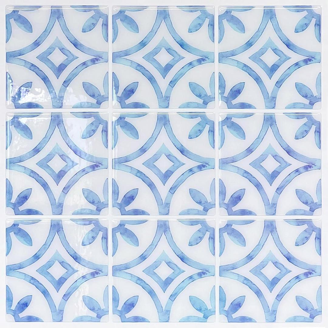 5 Sheets Peel and Stick Backsplash, Self Adhesive Wall Tiles, 3D Adhesive Tile Backsplash, 12"x12"Premium Self Adhesive Wall Tiles Peel and Stick for Kitchen, Bathroom, Fireplace, (Blue Brick)