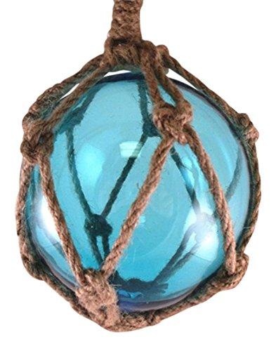 Japanese Glass Fishing Fish Net Float Buoy Tiki Decor , Light Blue