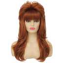 80s Women Brown Mullet Wig Long Wavy Ginger Bouffant Synthetic Hair wigs for Married Housewife Vintage Costume or Halloween Party (ginger big red)